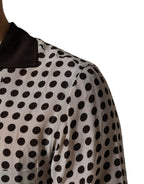 White Black Polka Dot Silk Men Casual Shirt