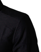 Black Dotted Cotton Collared GOLD Dress Shirt