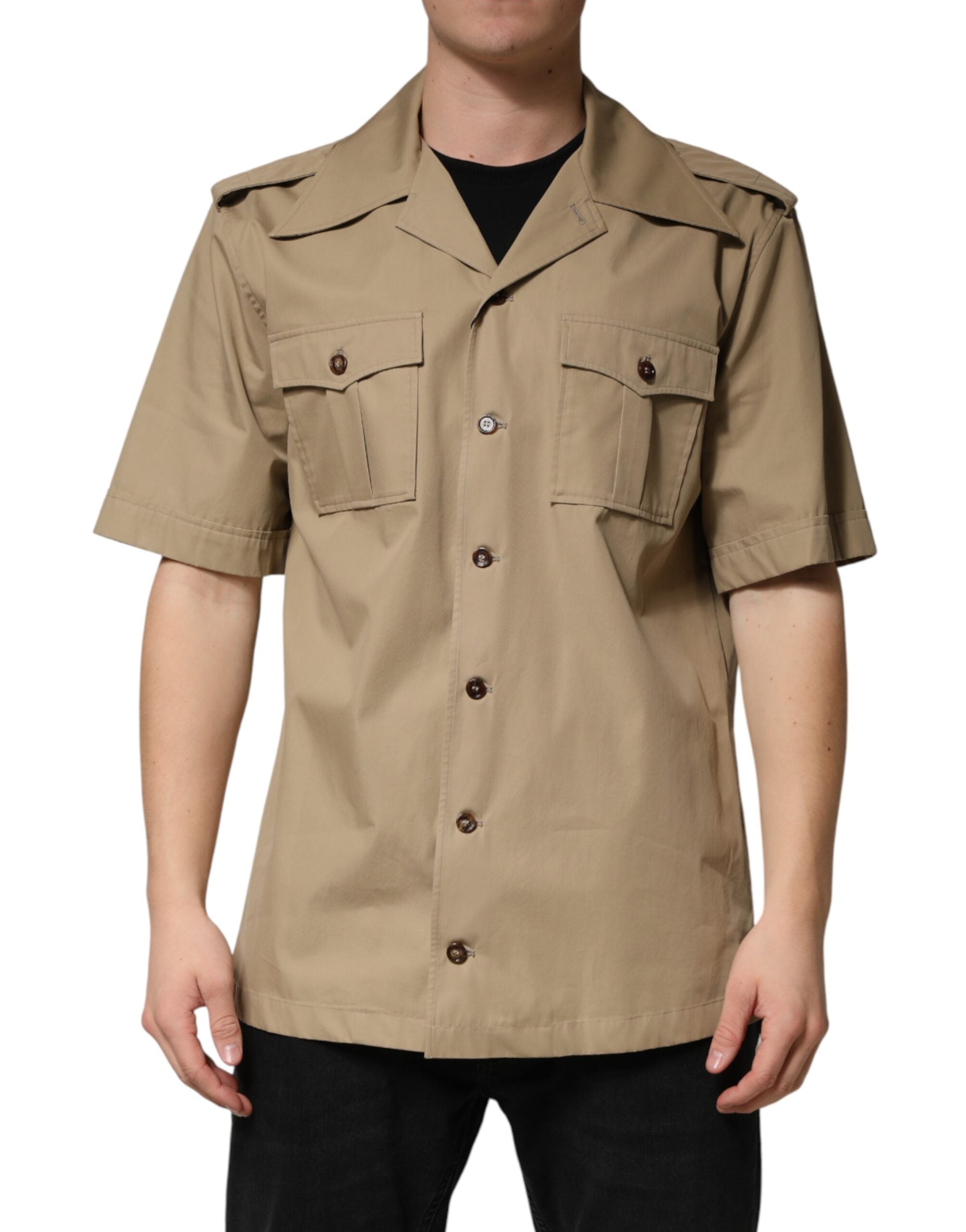 Brown Pin Up Short Sleeves Men Casual Shirt