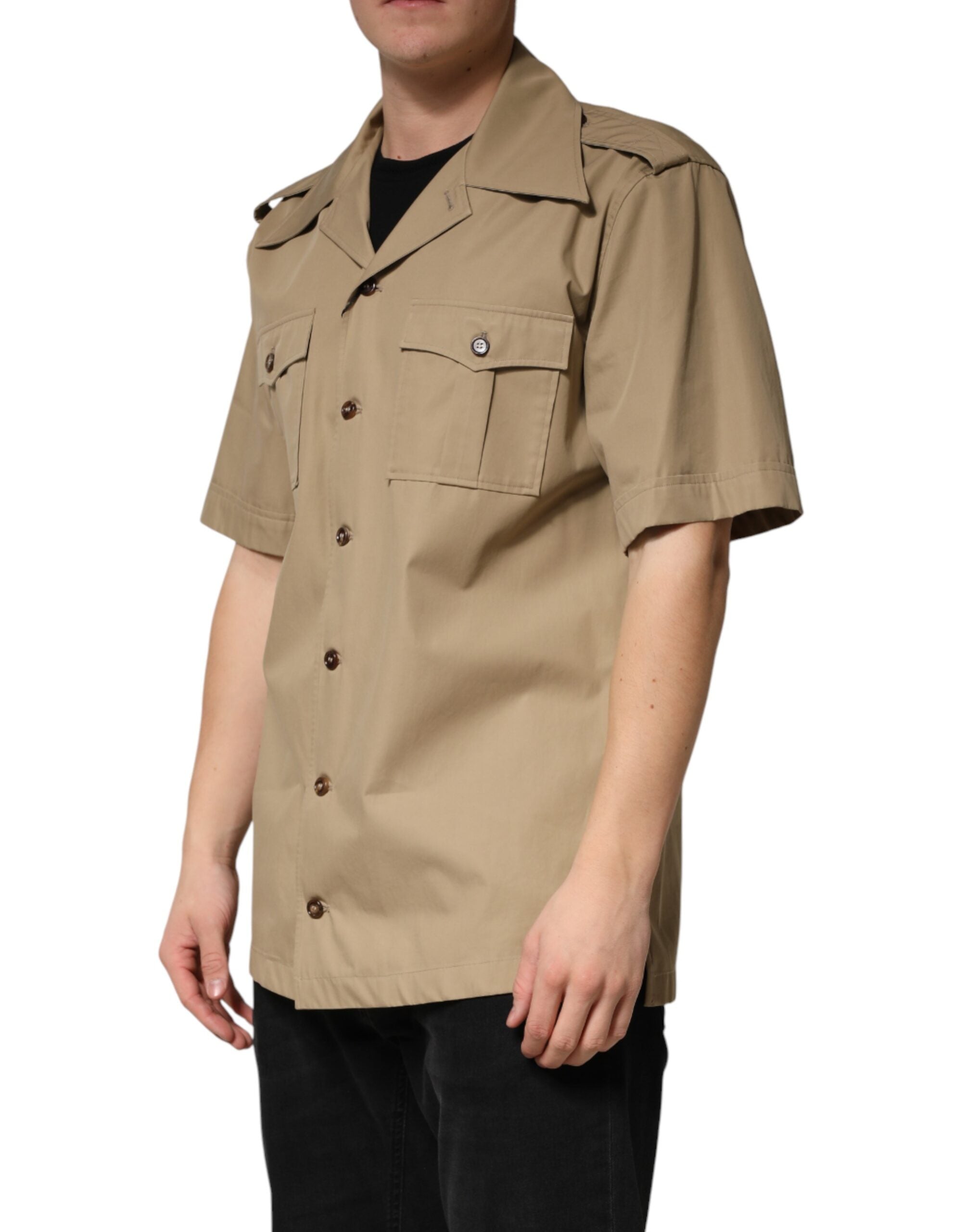 Brown Pin Up Short Sleeves Men Casual Shirt