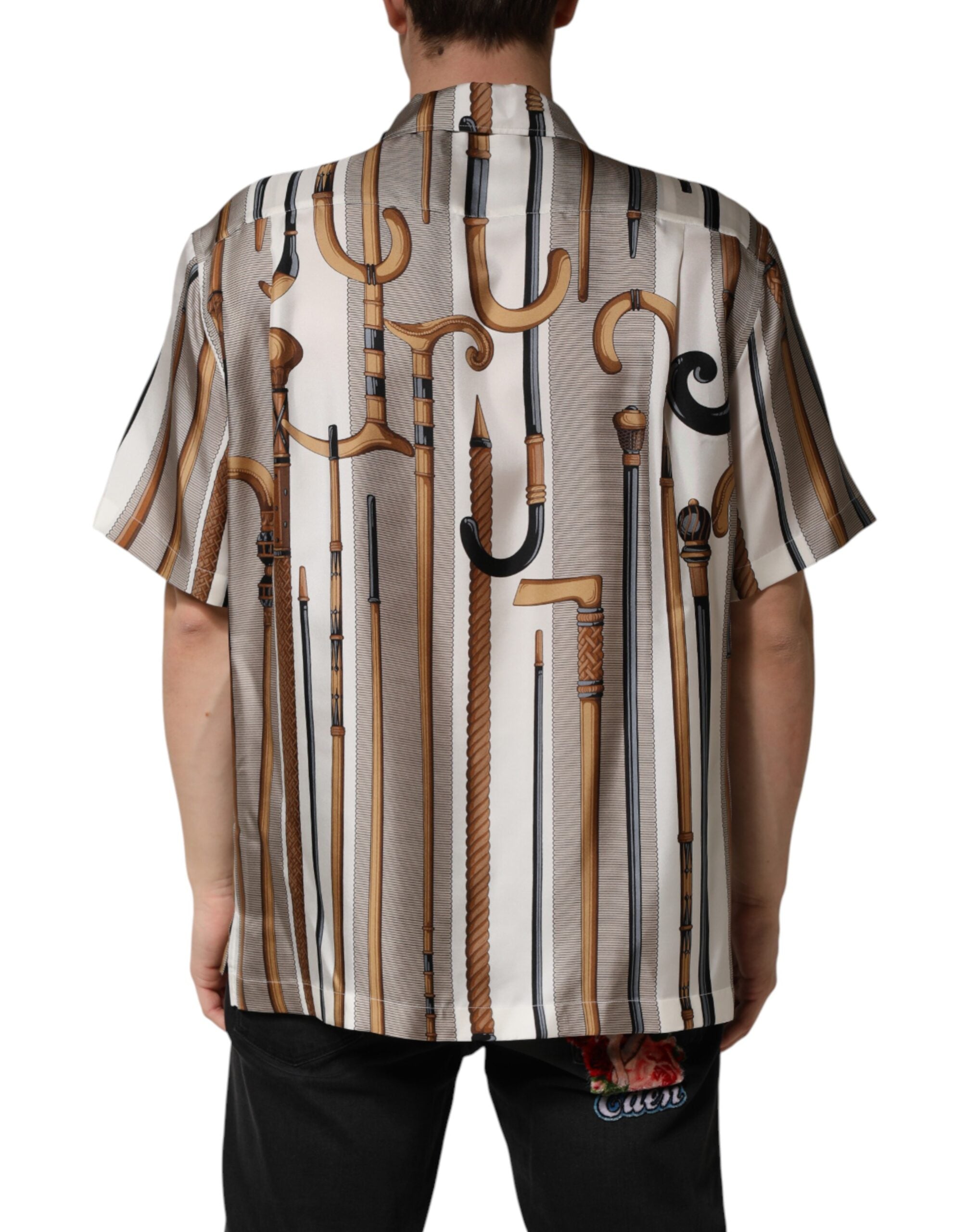 Multicolor Walking Stick Print Men Shirt