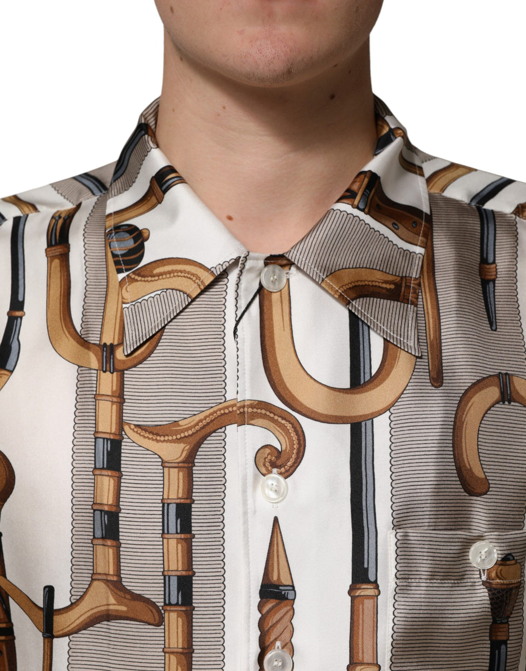 Multicolor Walking Stick Print Men Shirt