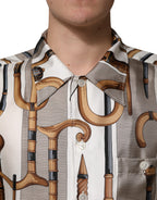 Multicolor Walking Stick Print Men Shirt