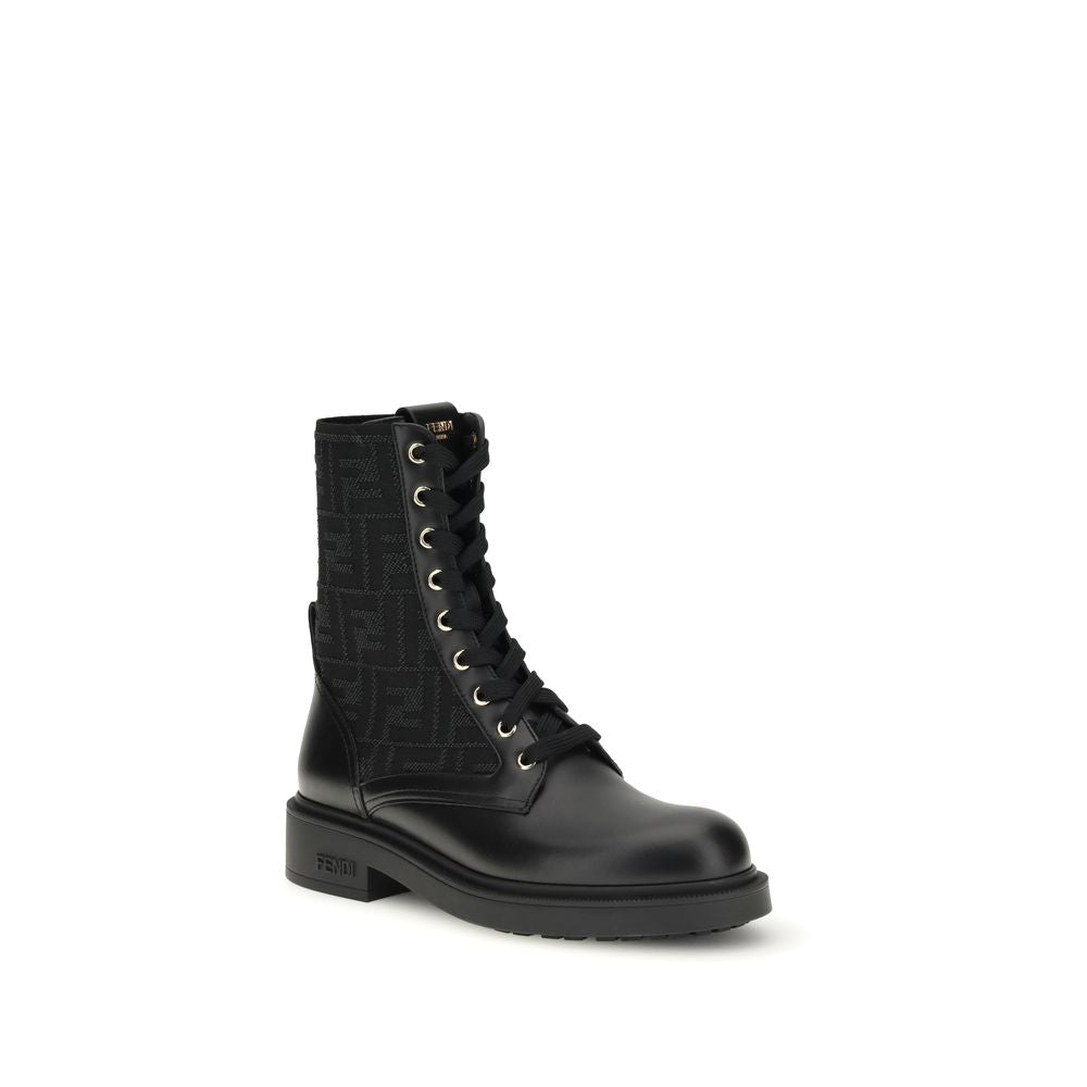 Black Calf Leather Bos Taurus Lace-Up Boots