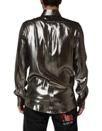 Silver Silk GOLD Collared Dress Formal Shirt