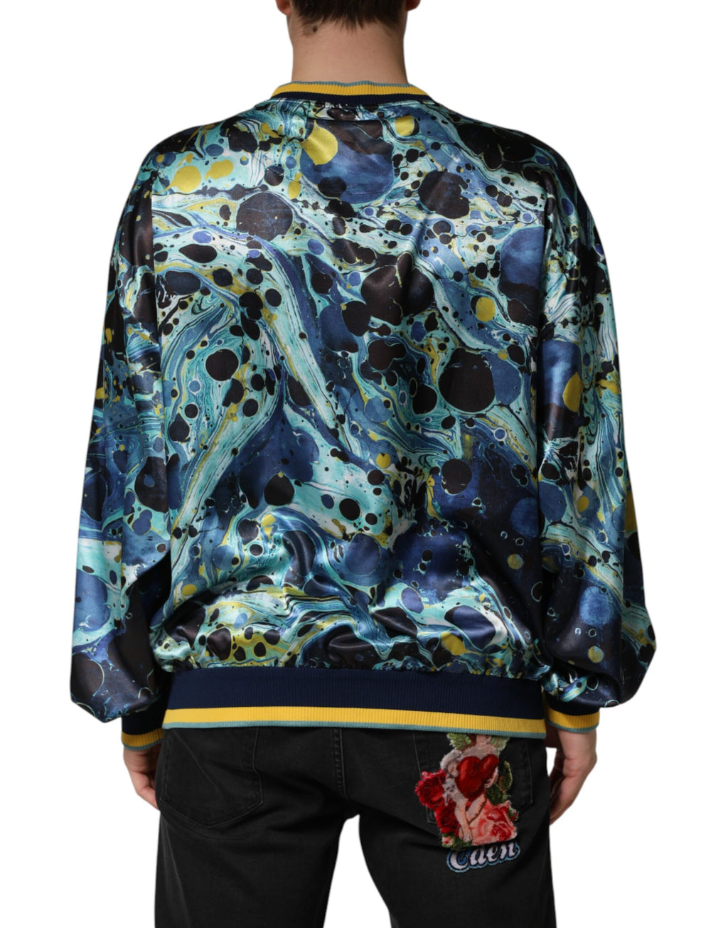 Multicolor Marble Print Pullover Sweater