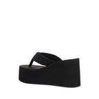 Black Polyester Platform Sandals