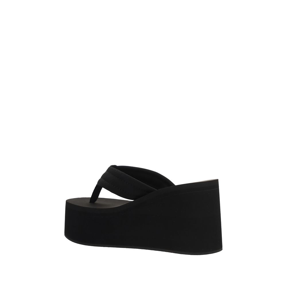 Black Polyester Platform Sandals
