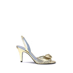 Gold Calf Leather Bos Taurus Stiletto Heel Sandals