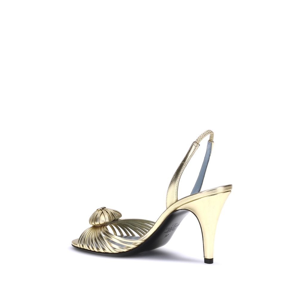 Gold Calf Leather Bos Taurus Stiletto Heel Sandals