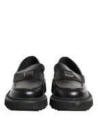 Black Leather DG Plaque Loafers Dress Shoes