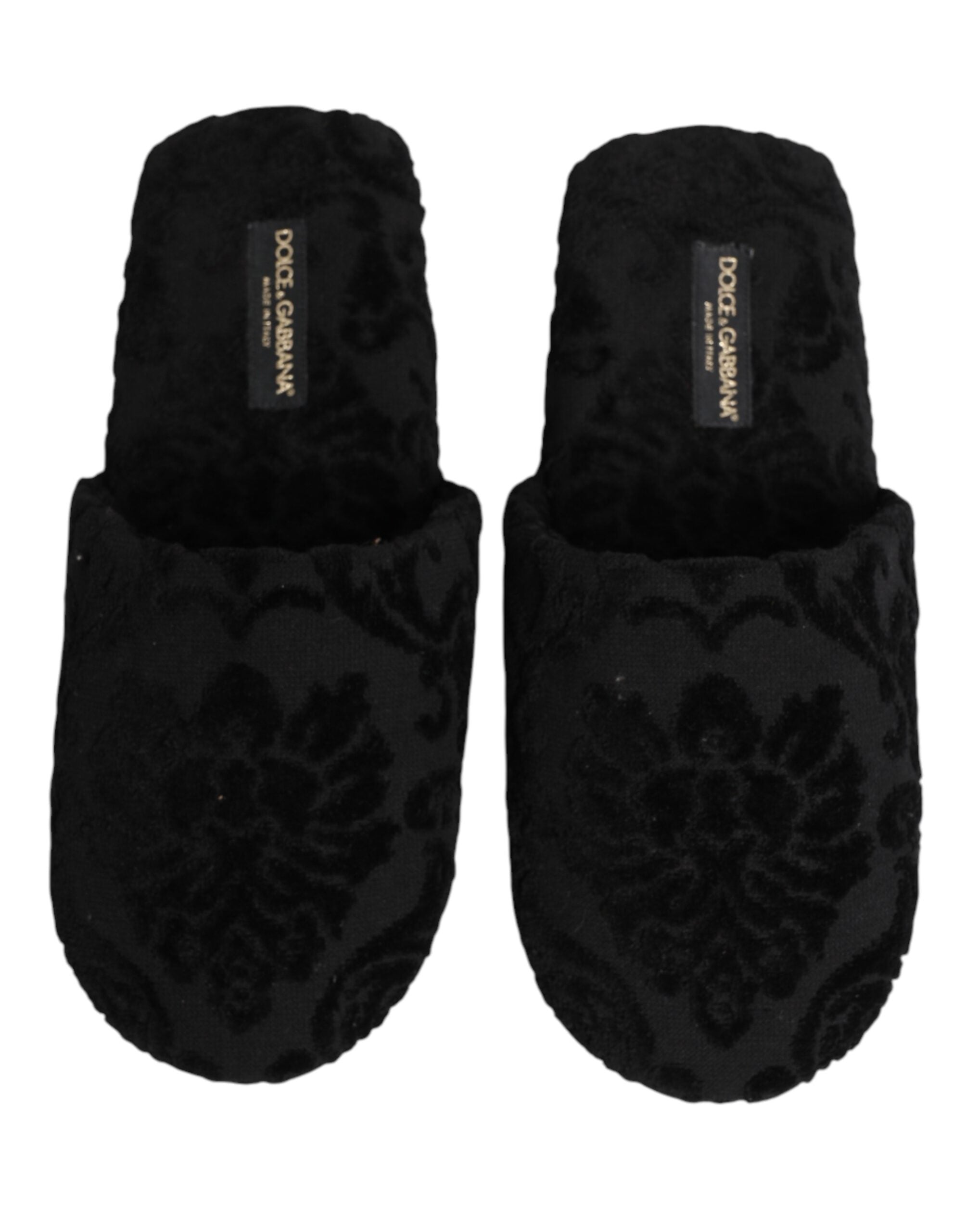 Black Logo Embroidered Slippers Flats Shoes