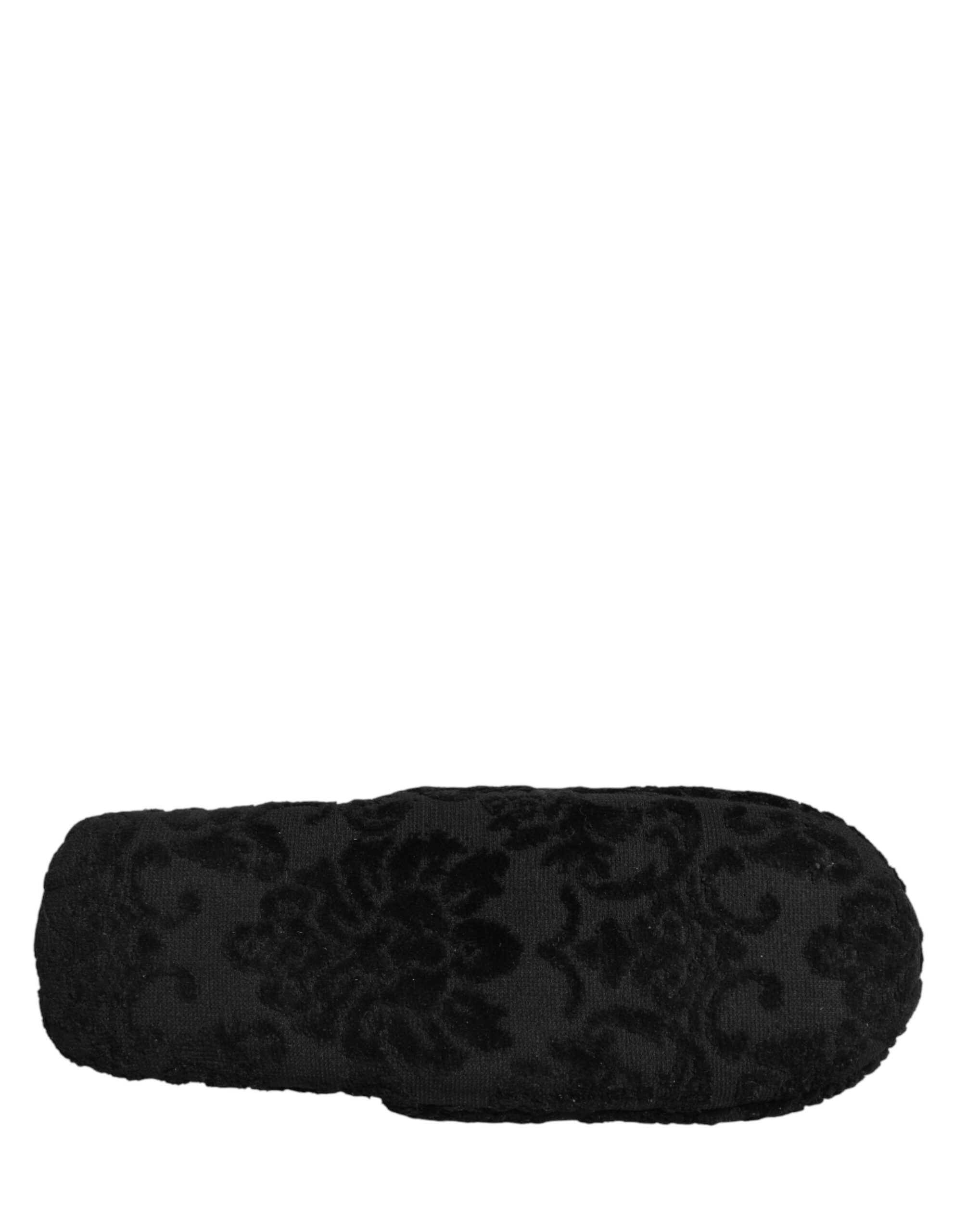 Black Logo Embroidered Slippers Flats Shoes