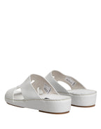 White DG Cutout Slides Slippers Flats Shoes