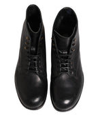 Black Lace Up Short Ankle Boots Men Shoes