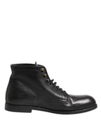 Black Lace Up Short Ankle Boots Men Shoes