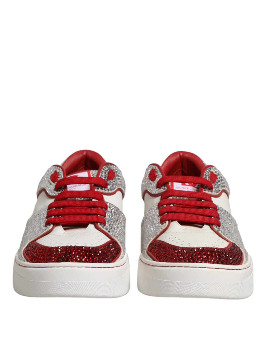 White Red Rhinestone Embellished Men Sneakers Shoes