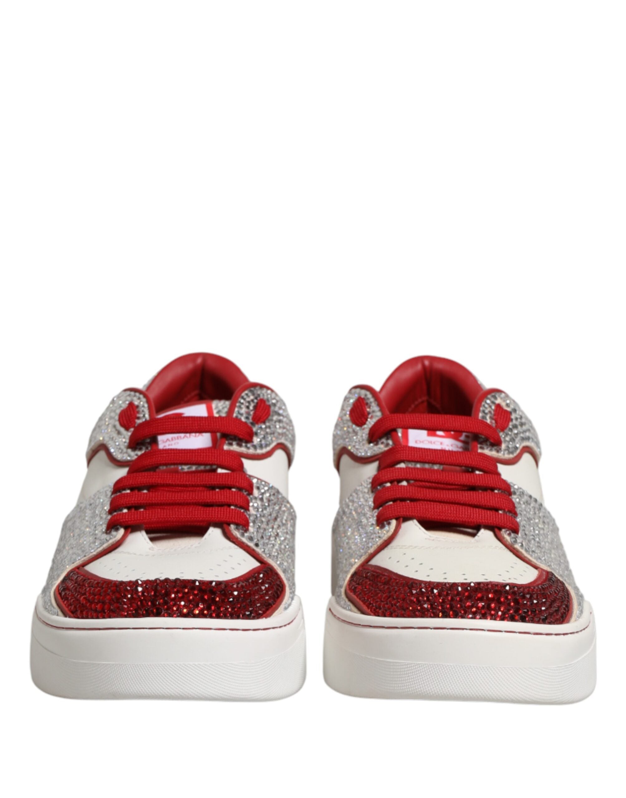 White Red Rhinestone Embellished Men Sneakers Shoes