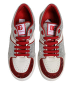 White Red Rhinestone Embellished Men Sneakers Shoes