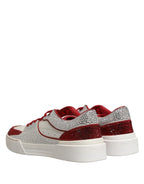White Red Rhinestone Embellished Men Sneakers Shoes
