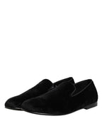 Black Velvet Slip On Loafers Formal Men Shoes