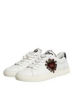 White Leather Sacred Heart Patch Sneakers Shoes