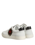 White Leather Sacred Heart Patch Sneakers Shoes