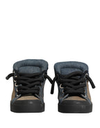 Multicolor Color Block Denim Low Top Sneakers Shoes