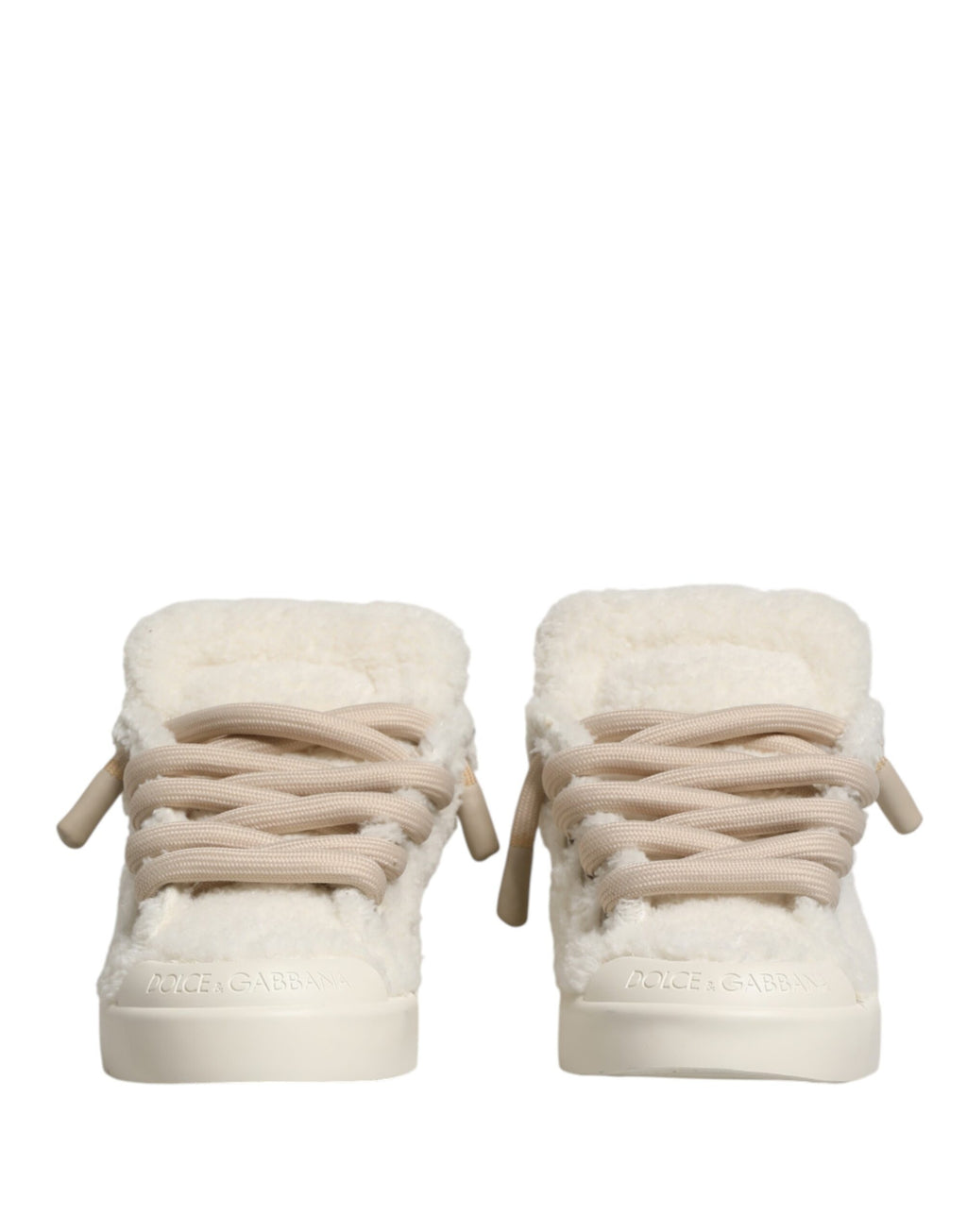 White Faux Shearling Low Top Sneakers  Shoes