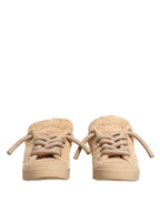 Shoes Beige Faux Shearling Low Top Sneakers