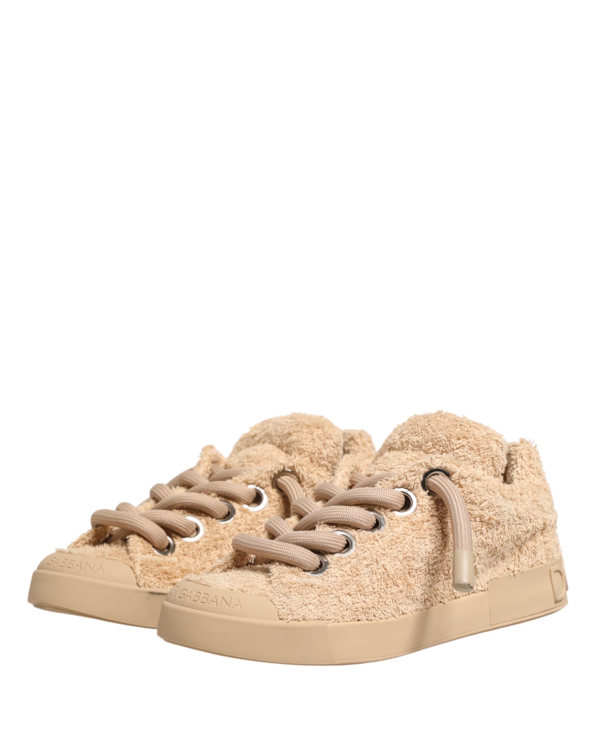 Shoes Beige Faux Shearling Low Top Sneakers
