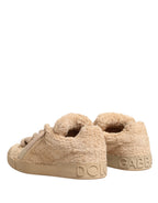 Shoes Beige Faux Shearling Low Top Sneakers