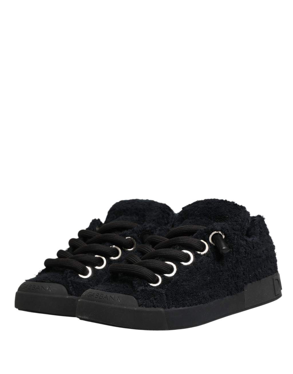 Black Faux Shearling Low Top Sneakers Shoes