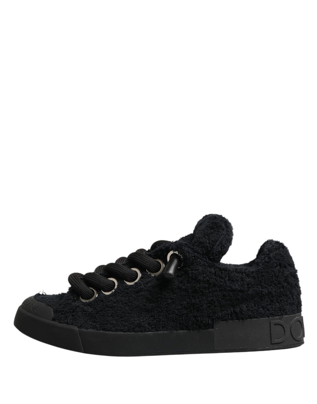 Black Faux Shearling Low Top Sneakers Shoes