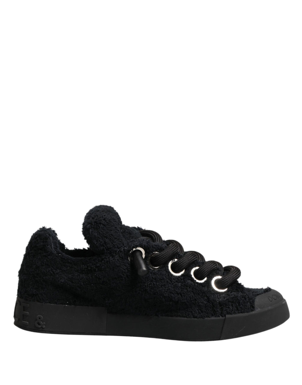 Black Faux Shearling Low Top Sneakers Shoes