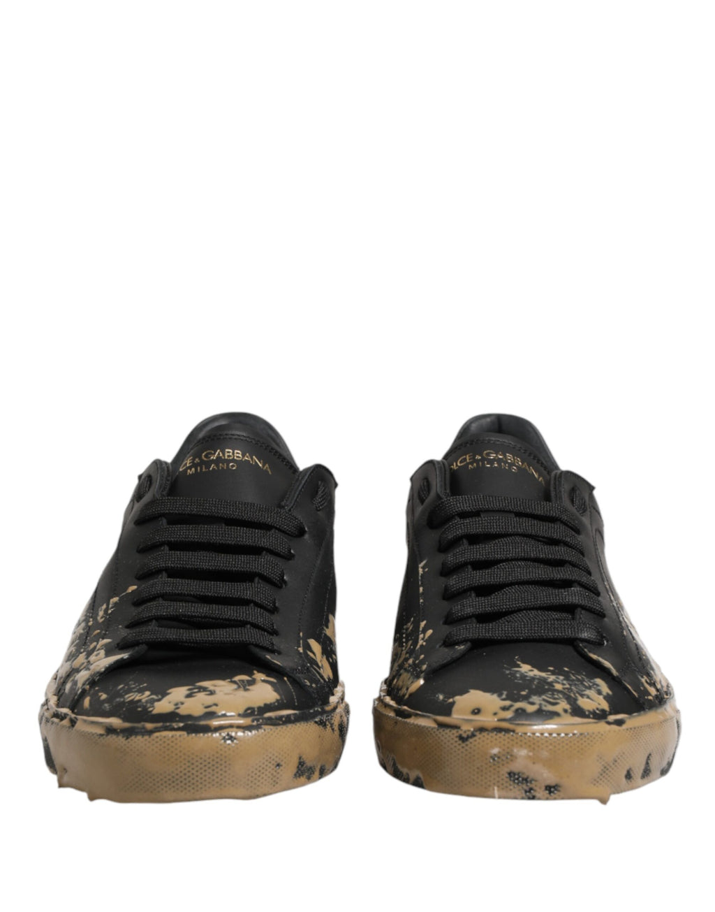 Black Portofino Mud Effect Low Top Sneakers Shoes