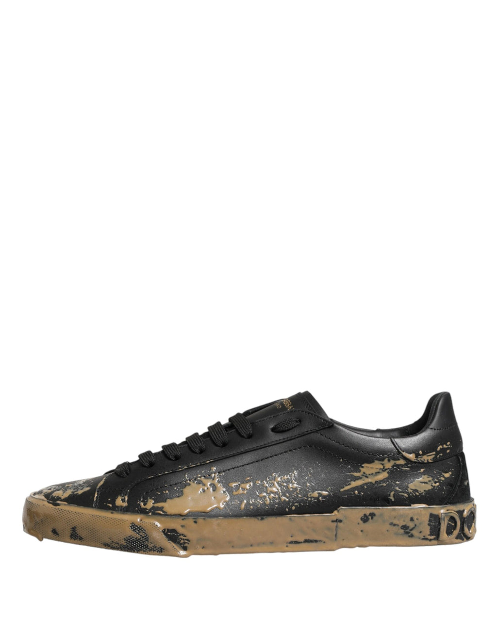 Black Portofino Mud Effect Low Top Sneakers Shoes