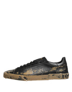 Black Portofino Mud Effect Low Top Sneakers Shoes