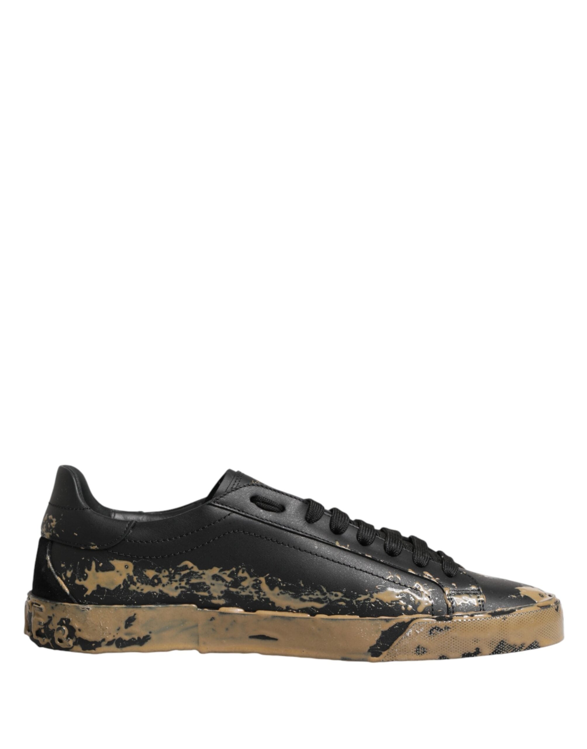 Black Portofino Mud Effect Low Top Sneakers Shoes