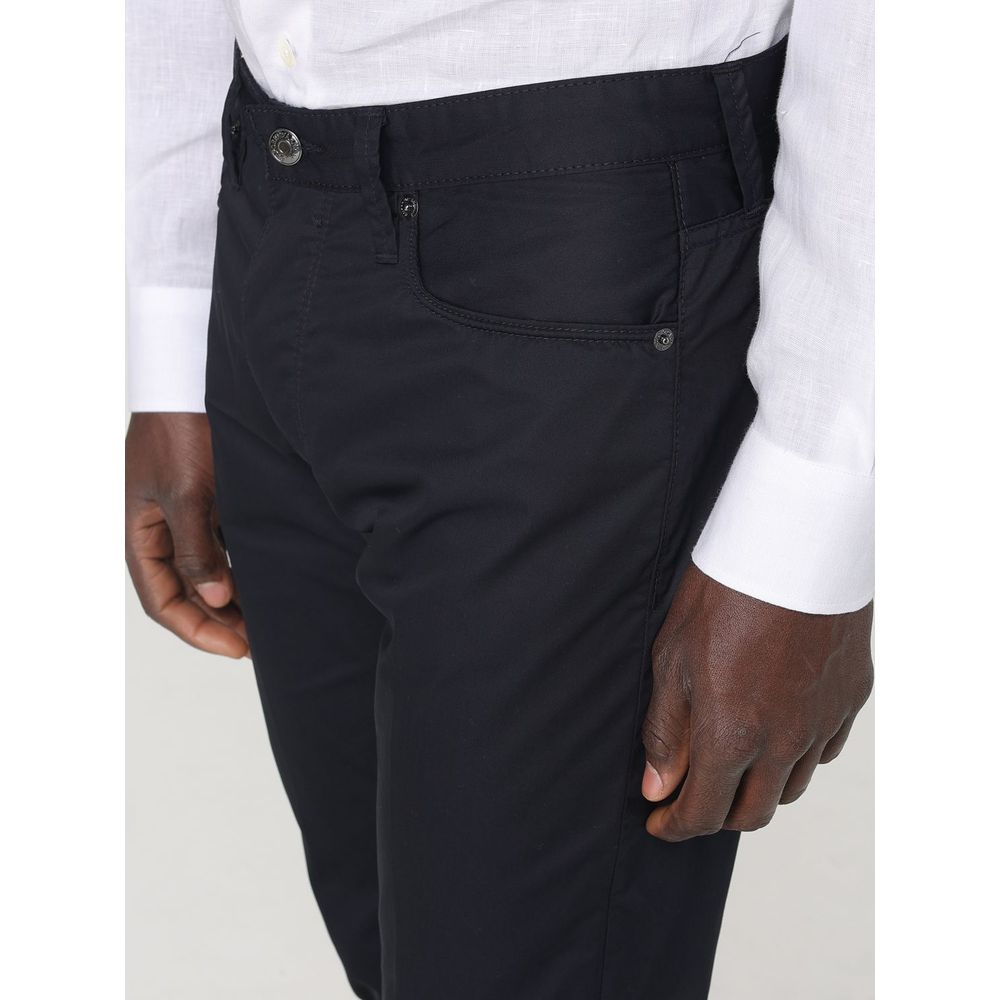 Blue Cotton Casual Pants