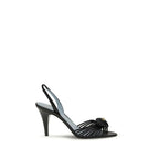 Black Goatskin Stiletto Heel Sandals