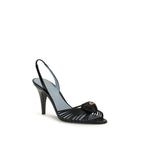 Black Goatskin Stiletto Heel Sandals