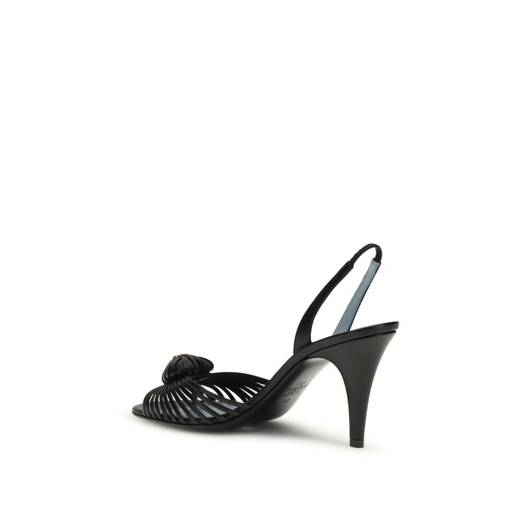 Black Goatskin Stiletto Heel Sandals