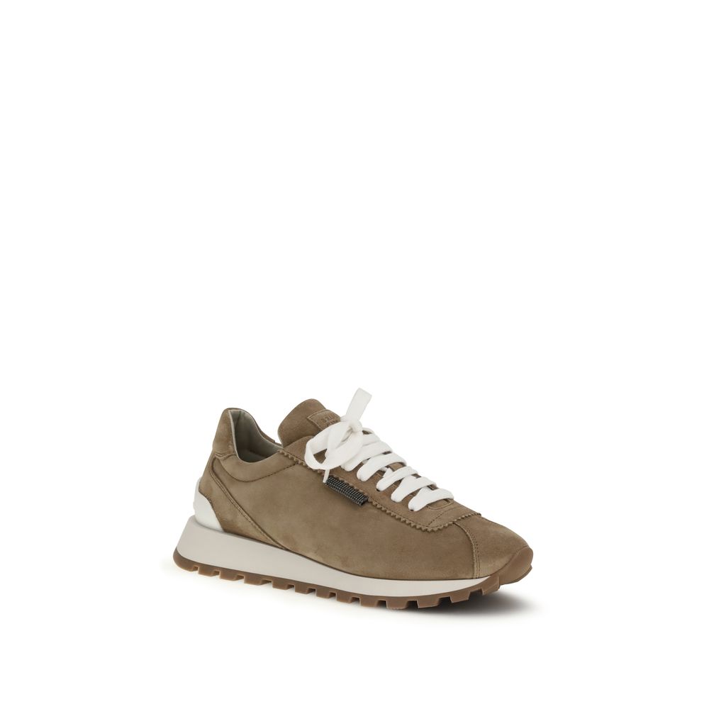 Beige Calf Leather Bos Taurus Platform Sneakers