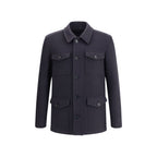Blue Fleece Wool Coat
