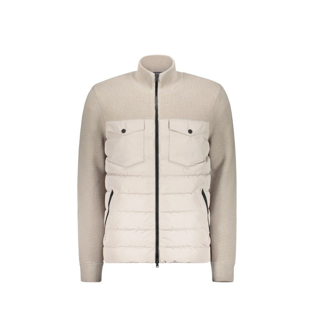 Beige Virgin Wool Full-Length Jacket