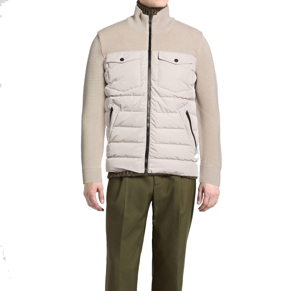 Beige Virgin Wool Full-Length Jacket