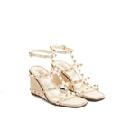 Beige Calfskin Wedge Sandals