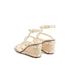 Beige Calfskin Wedge Sandals