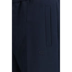 Blue Polyester Casual Pants